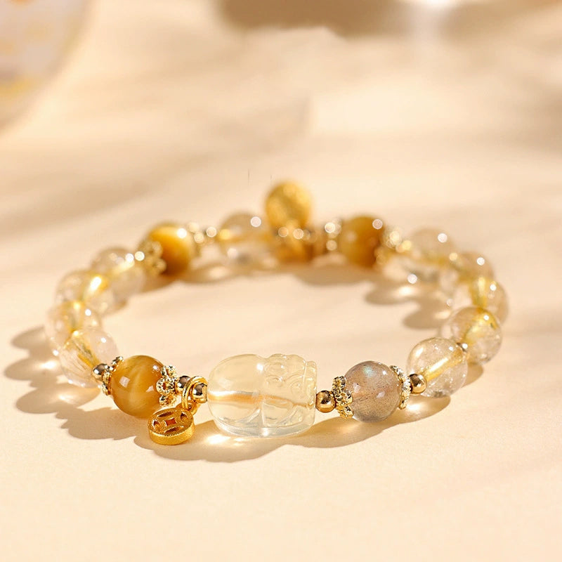 Lumina Aura Harmony & Prosperity Crystal Bracelet – Four-Power Energy Armor Crafted to elevate your life with nature's mystical energy