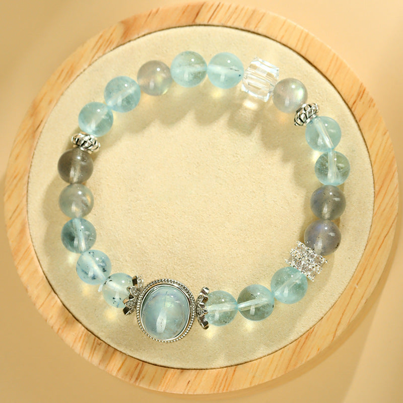 Lumina Aura Aquamarine & Gray Moonstone Spiritual Bracelet - Harmonize Wisdom, Serenity, and Love