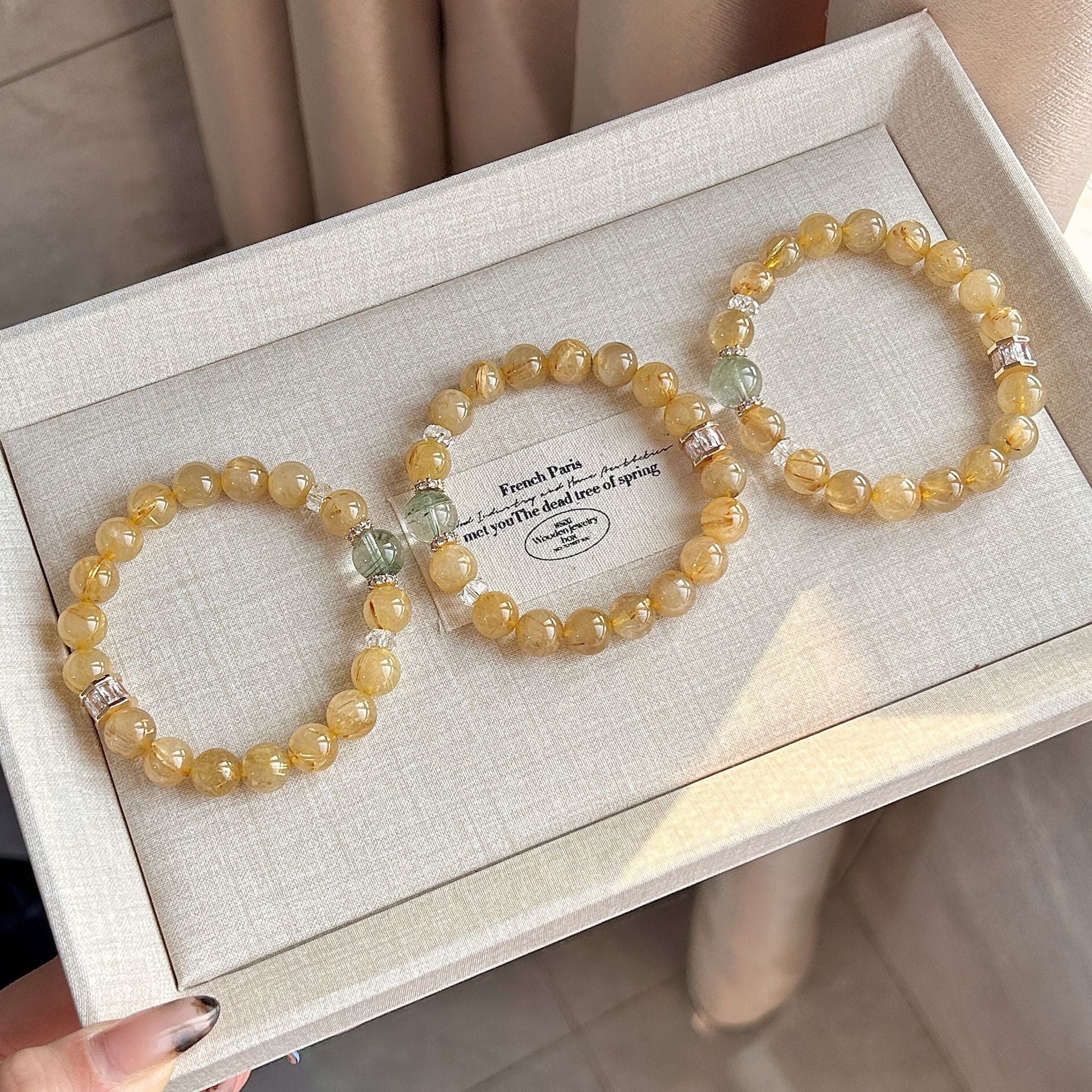 Lumina Aura Golden Rutilated Quartz & Green Phantom Crystal Wealth Bracelet