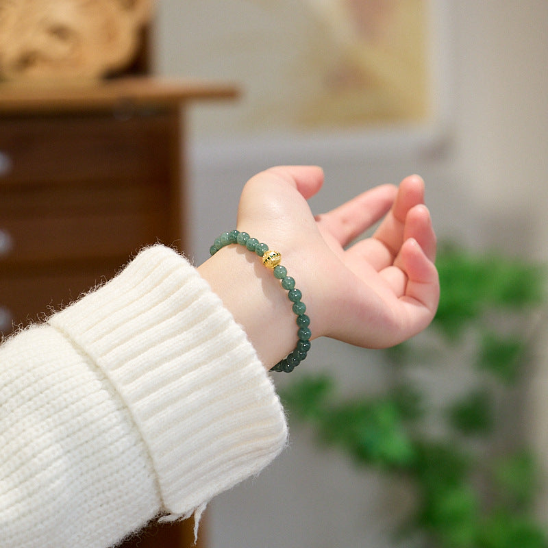 Lumina Aura Elegant Harmony Blue Water Jade & Gold-Plated Lulu Tong Bracelet