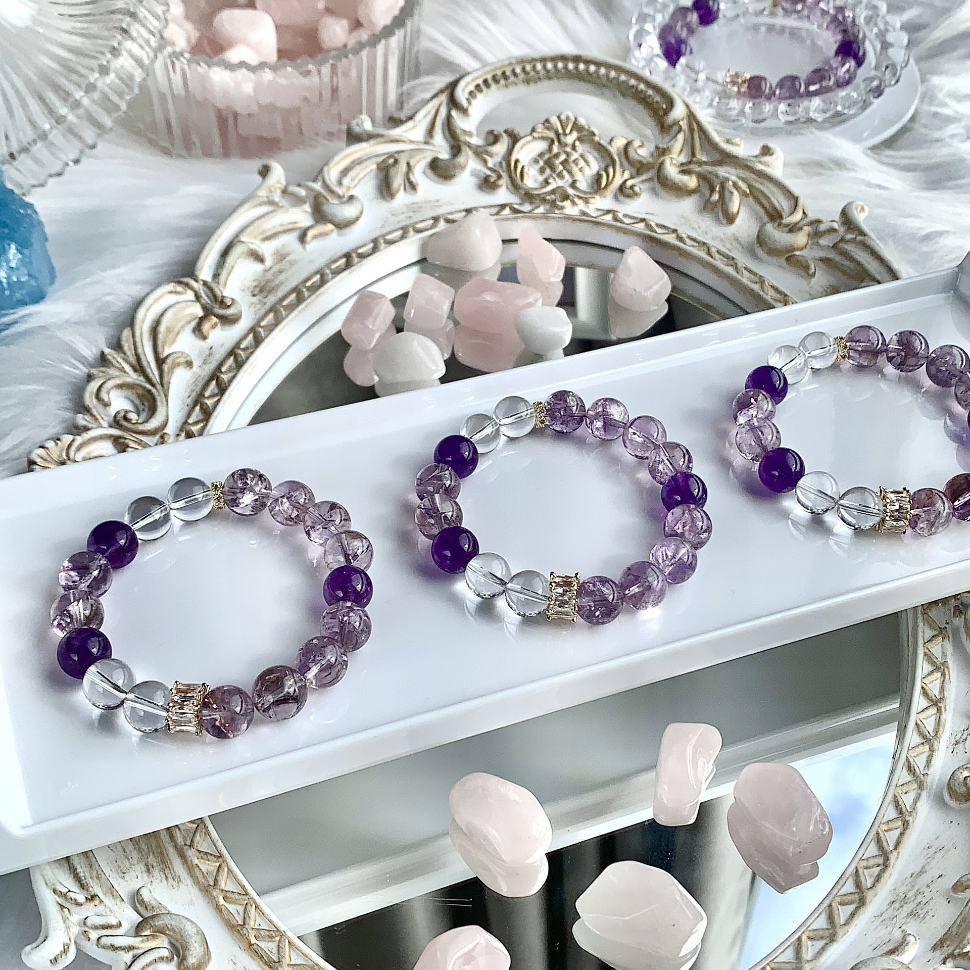 Lumina Aura Amethyst & Clear Crystal Spiritual Energy Bracelet