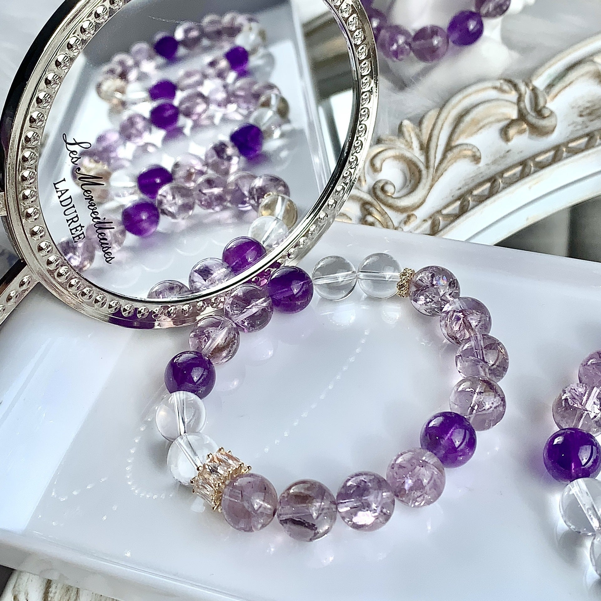 Lumina Aura Amethyst & Clear Crystal Spiritual Energy Bracelet