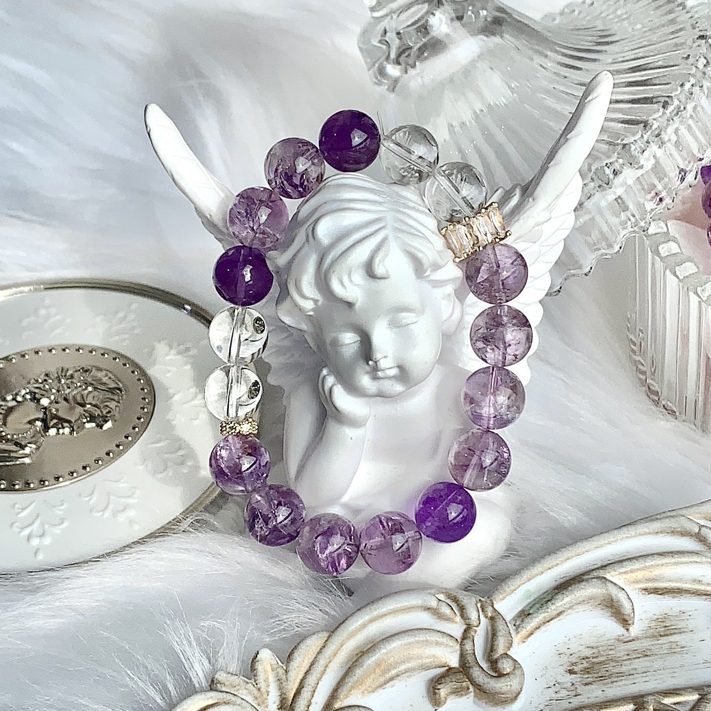 Lumina Aura Amethyst & Clear Crystal Spiritual Energy Bracelet