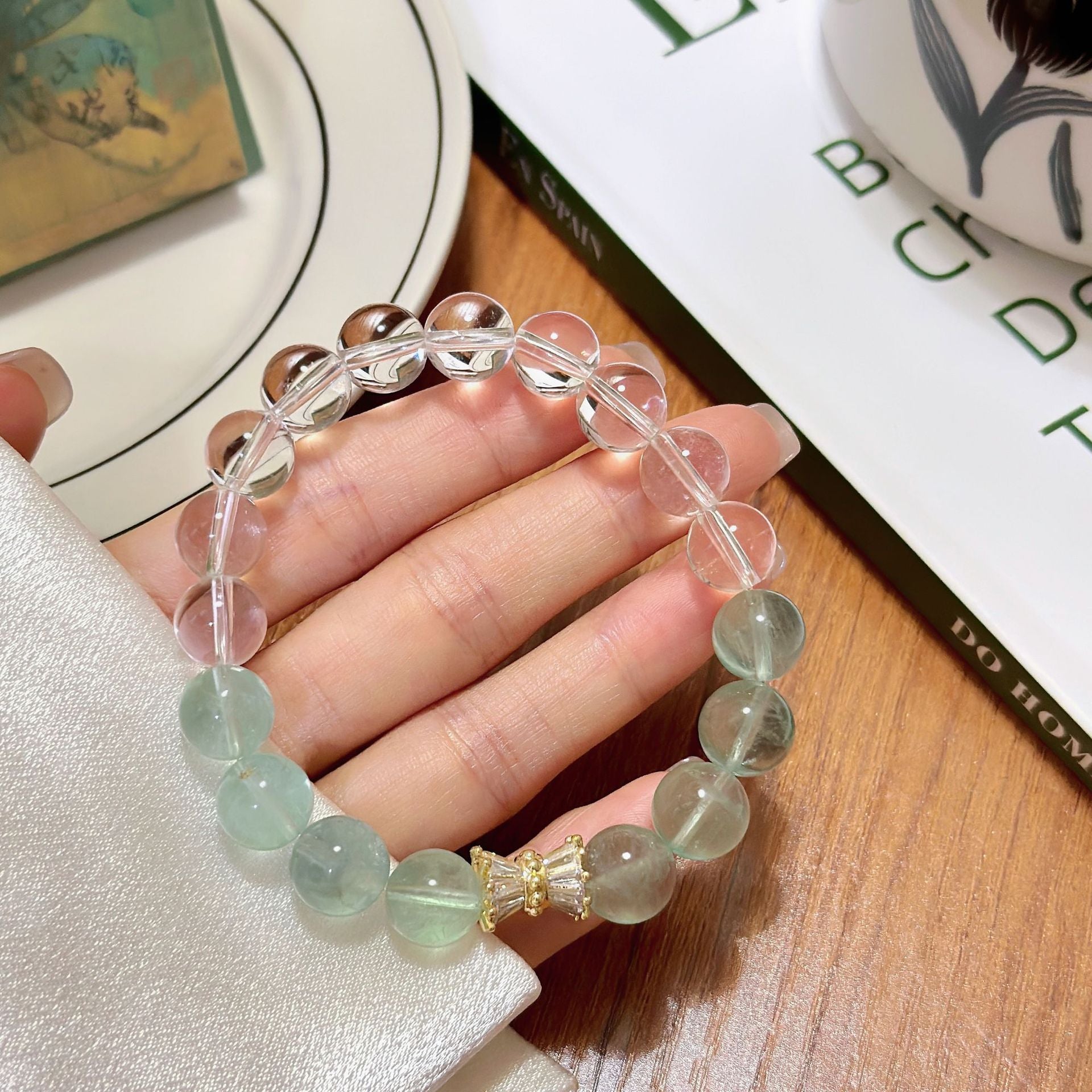 Lumina Aura Green Fluorite & White Crystal Energy Bracelet - Harmonize Your Spirit