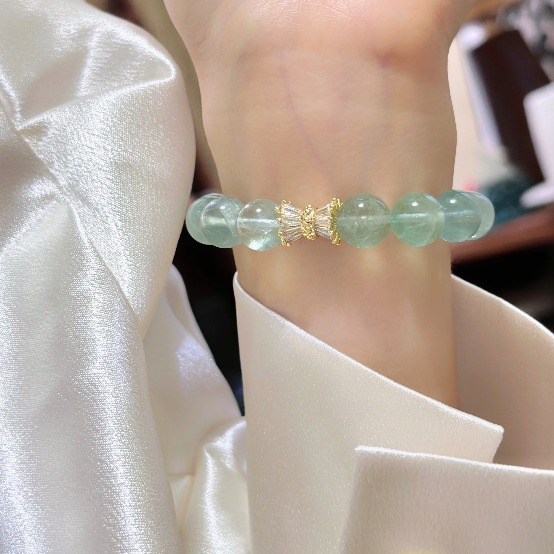 Lumina Aura Green Fluorite & White Crystal Energy Bracelet - Harmonize Your Spirit
