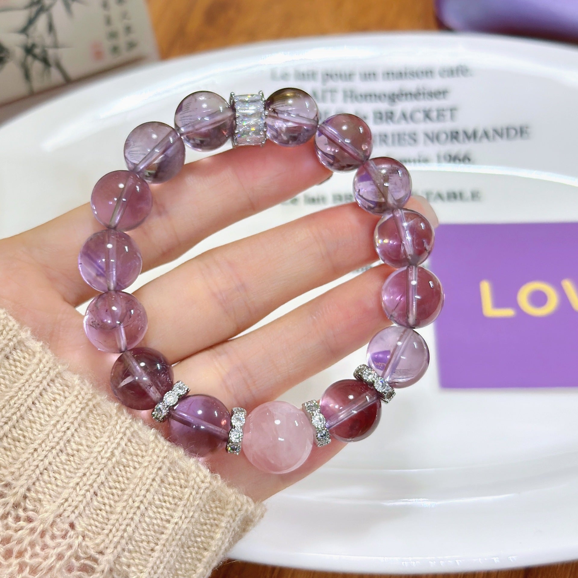 Lumina Aura Amethyst & Rose Quartz Sterling Silver Bracelet – Harmonize Your Style and Spirit