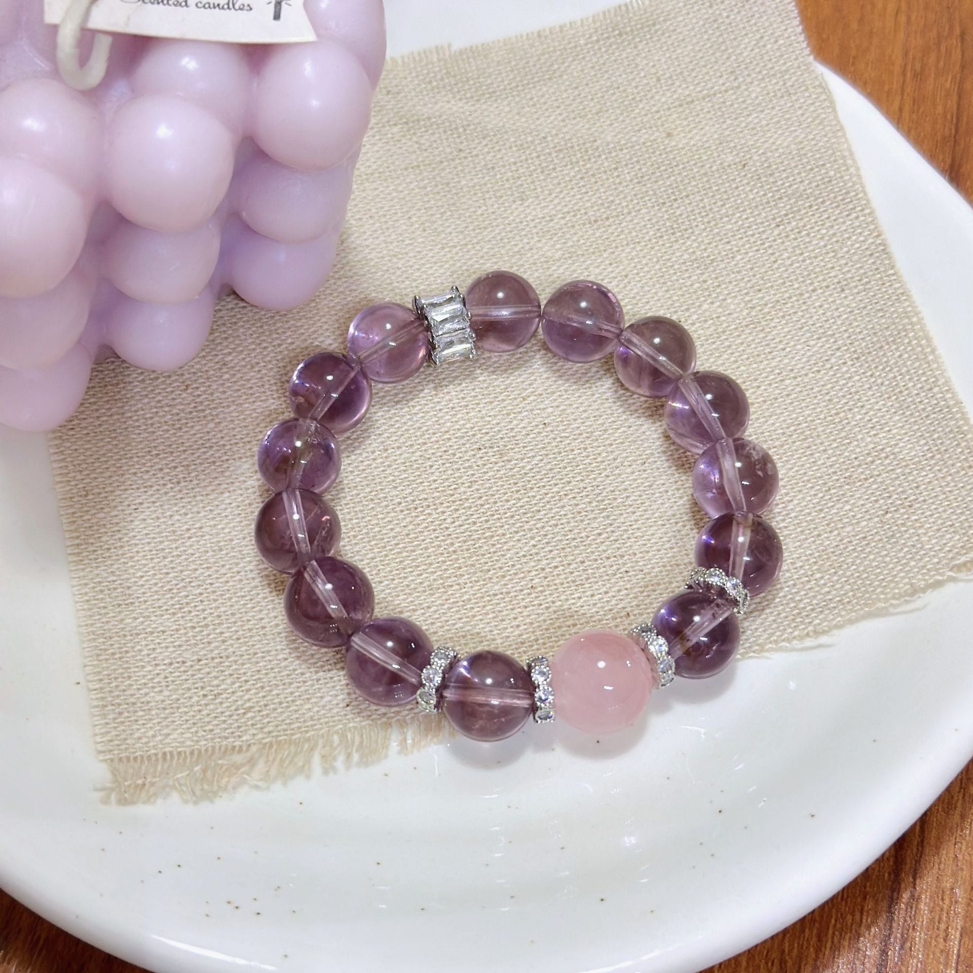 Lumina Aura Amethyst & Rose Quartz Sterling Silver Bracelet – Harmonize Your Style and Spirit