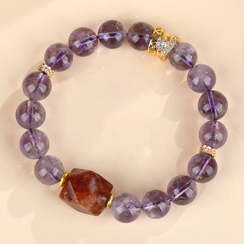 Lumina Aura Red Phantom Quartz & Amethyst Spiritual Bracelet-Embrace Energy, Balance, and Timeless Eleganc
