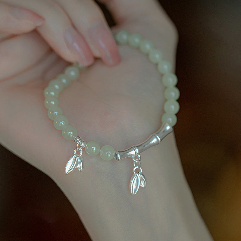 Lumina Aura Harmony & Resilience Jade Bamboo Bracelet - Elegant Metaphysical Talisman