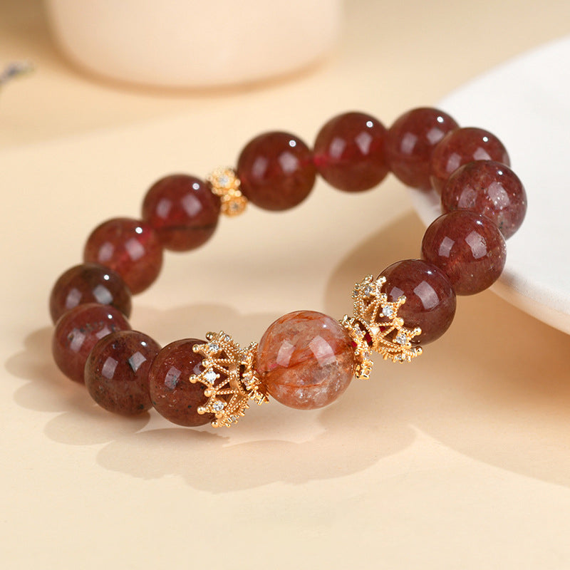 Lumina Aura Strawberry Quartz & Red Jasper Crystal Bracelet - Harmonize Love & Balance