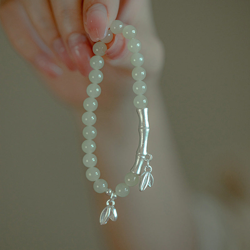 Lumina Aura Harmony & Resilience Jade Bamboo Bracelet - Elegant Metaphysical Talisman