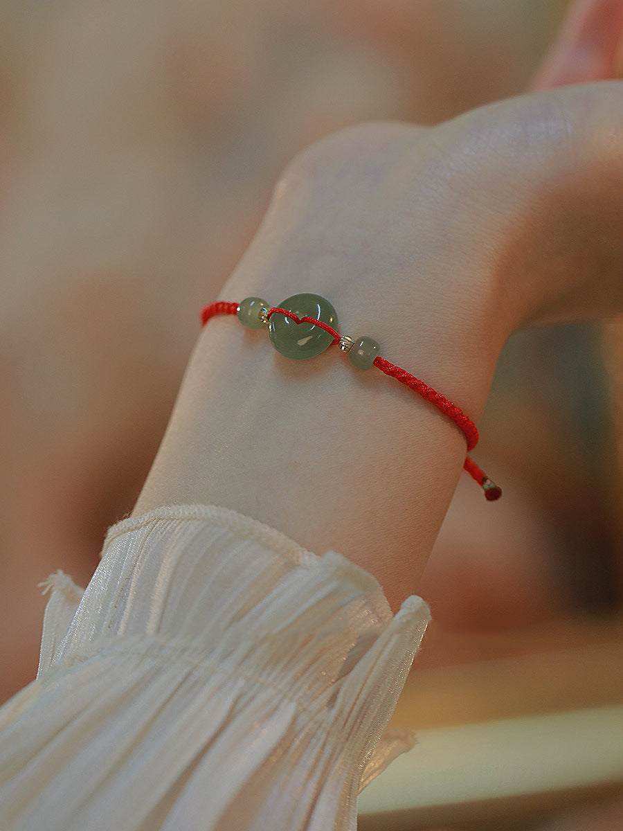 Hetian Jade Red String Bracelet – Harmony, Protection & Timeless Elegance