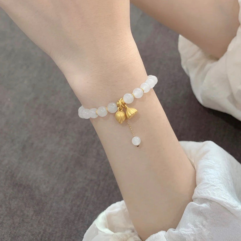 Sacred Harmony Hetian Jade & Lily of the Valley Bracelet