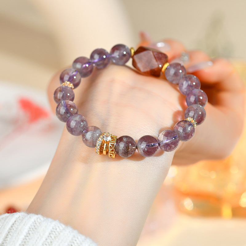 Lumina Aura Red Phantom Quartz & Amethyst Spiritual Bracelet-Embrace Energy, Balance, and Timeless Eleganc