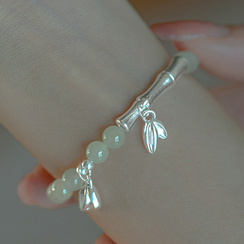 Lumina Aura Harmony & Resilience Jade Bamboo Bracelet - Elegant Metaphysical Talisman