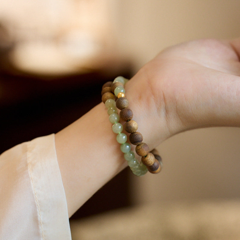 Lumina Aura Agarwood & Hetian Jade Spiritual Mala Bracelet - Harmonize Energy with Nature's Elegance