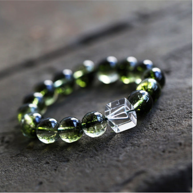 Lumina Aura Harness Nature's Divine Energy with Our Green Phantom & White Crystal Bracelet