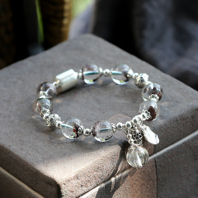 Lumina Aura Green Phantom Quartz & Lotus Leaf Bracelet （Guardian of the Soul • Harmony of Nature • Beacon of Abundanc）