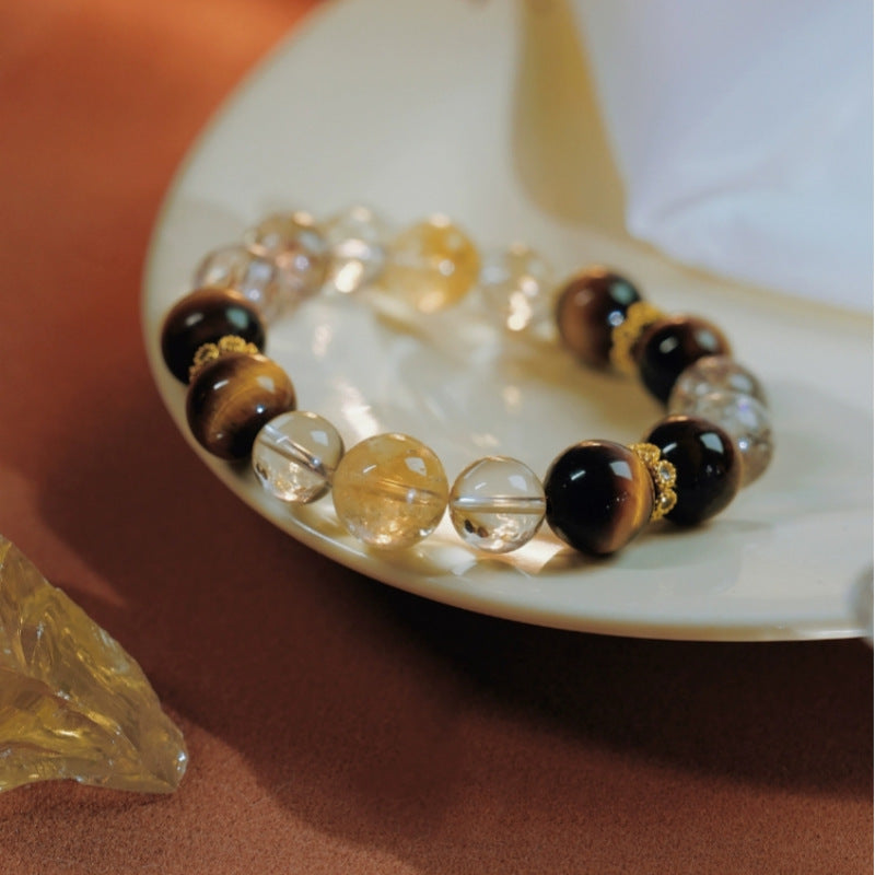 Lumina Aura Harness the Power of Earth's Treasures: Trio Crystal Bracelet for Balance & Prosperity
