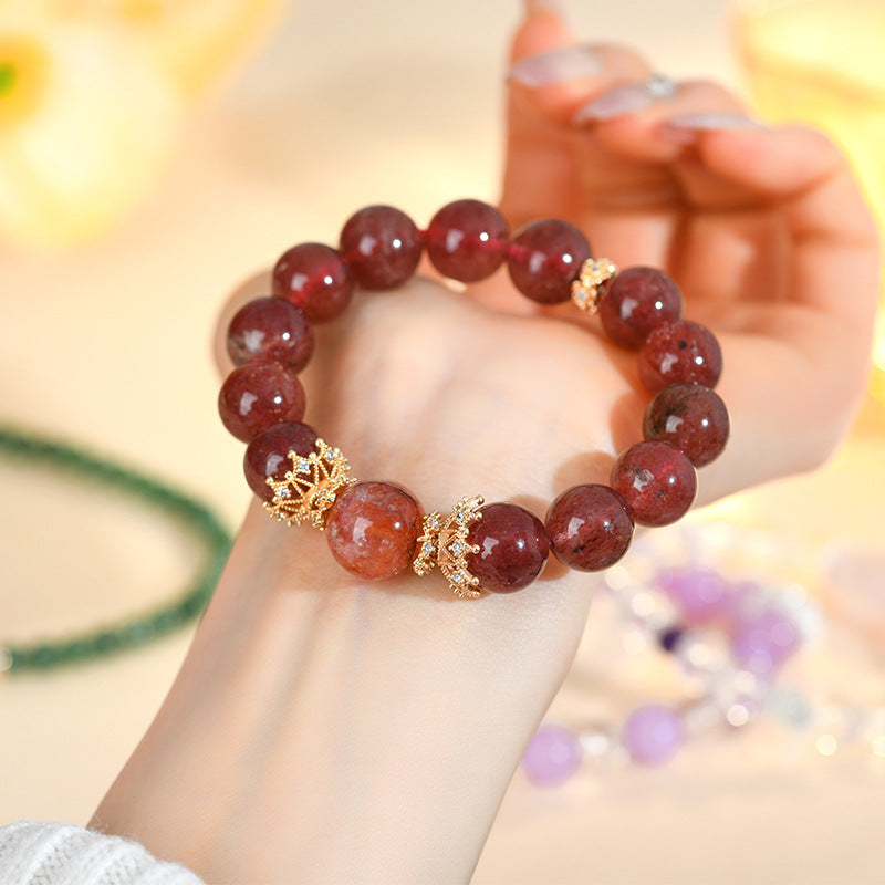 Lumina Aura Strawberry Quartz & Red Jasper Crystal Bracelet - Harmonize Love & Balance