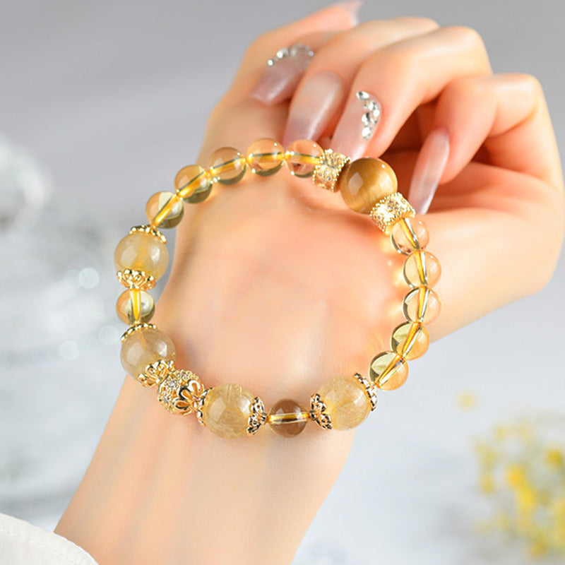 Lumina Aura Golden Energy Bracelet - Harness Nature's Power for Wealth, Luck & Courage