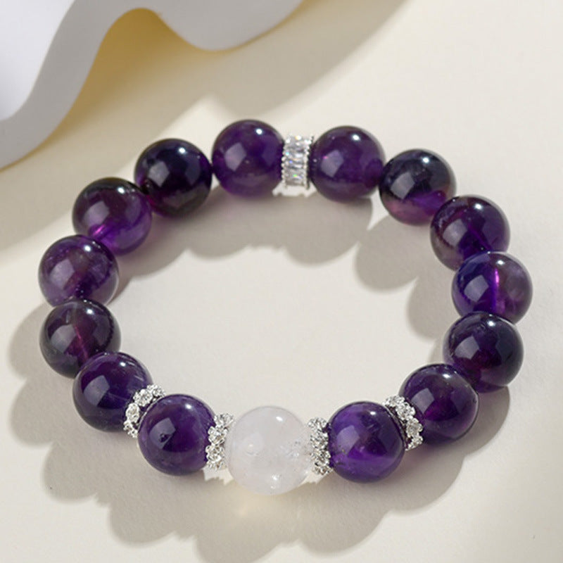 Lumina Aura Amethyst & White Phantom Quartz Healing Bracelet - Harmonize Your Energy with Nature's Wisdom
