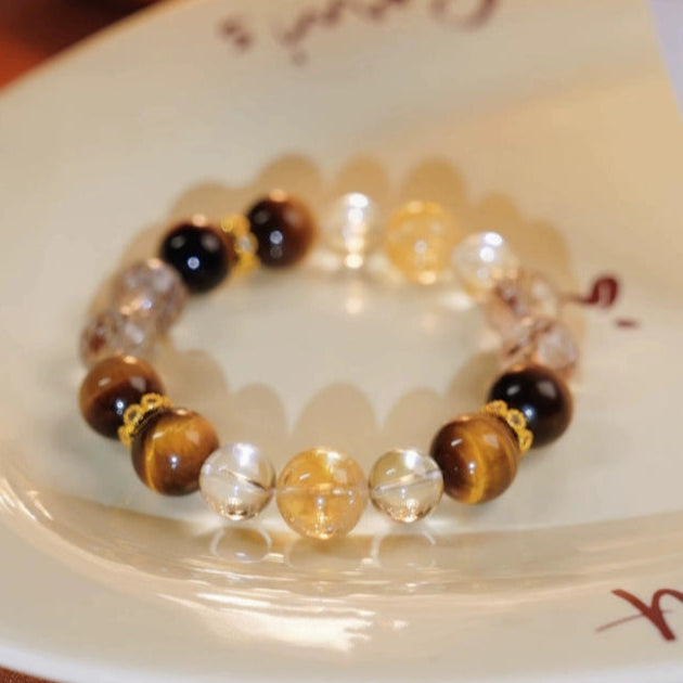 Lumina Aura Harness the Power of Earth's Treasures: Trio Crystal Bracelet for Balance & Prosperity