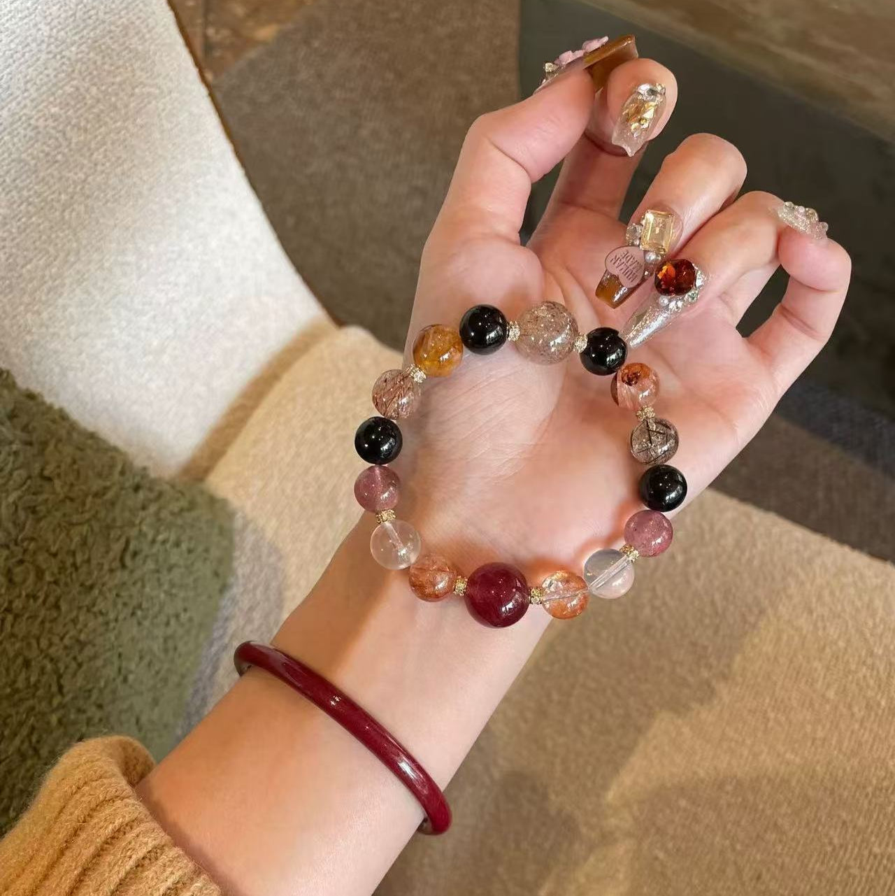 Lumina Aura Harmony of Nature & Cosmos: Four-Crystal Healing Bracelet Balance Energy, Attract Blessings, and Embrace Protection