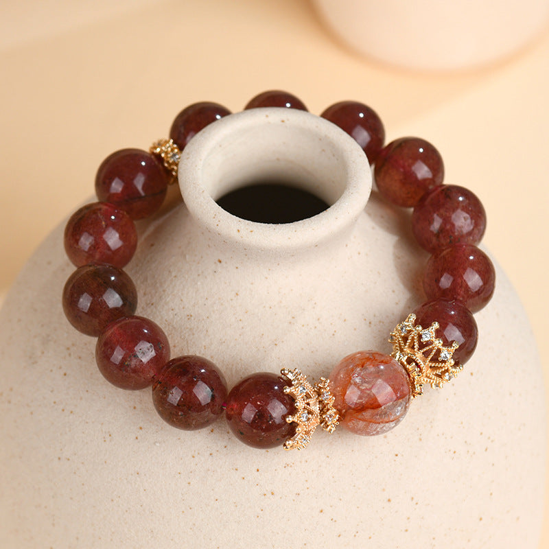 Lumina Aura Strawberry Quartz & Red Jasper Crystal Bracelet - Harmonize Love & Balance