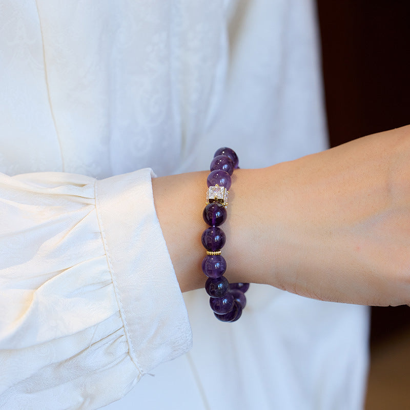 Lumina Aura Amethyst & Square Diamond Spiritual Energy Bracelet - Harmonize Wisdom, Wealth & Cosmic Connection