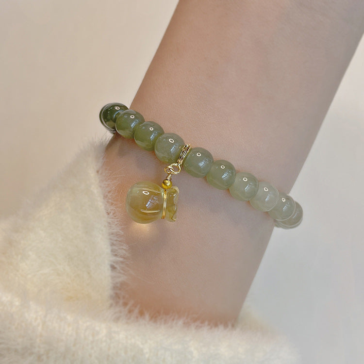Lumina Aura Harmony & Prosperity: Hetian Jade & Yellow Citrine Money Bag Bracelet