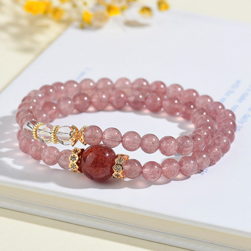Lumina Aura Double the Energy, Double the Radiance: Strawberry Quartz & White Crystal Bracelet