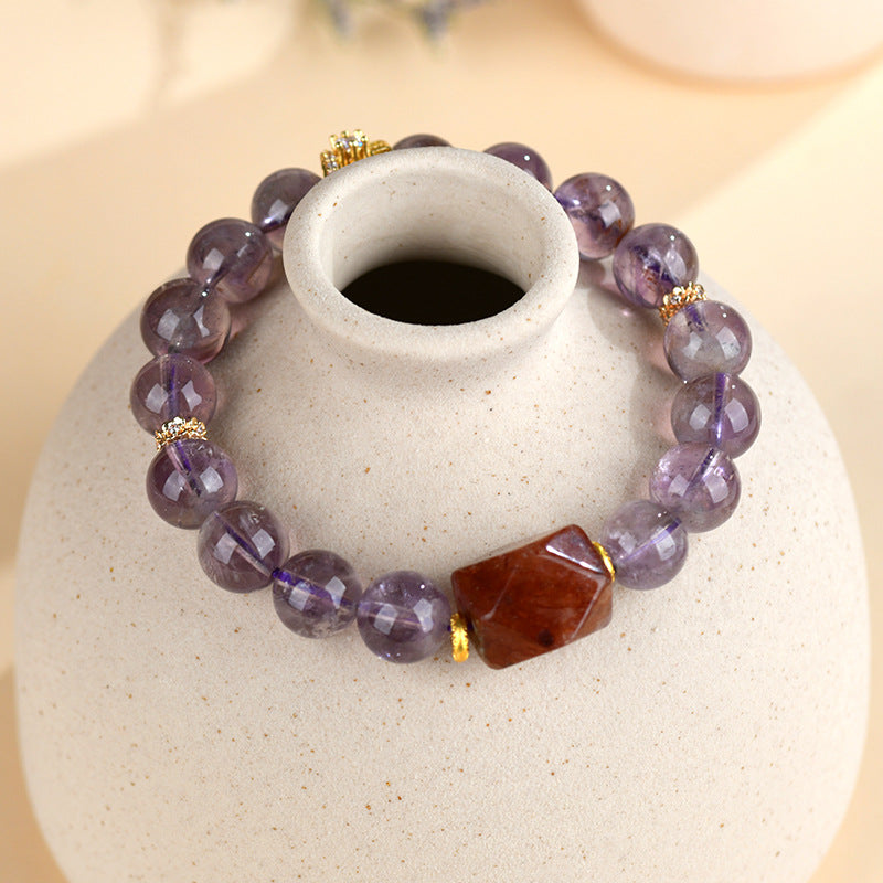 Lumina Aura Red Phantom Quartz & Amethyst Spiritual Bracelet-Embrace Energy, Balance, and Timeless Eleganc
