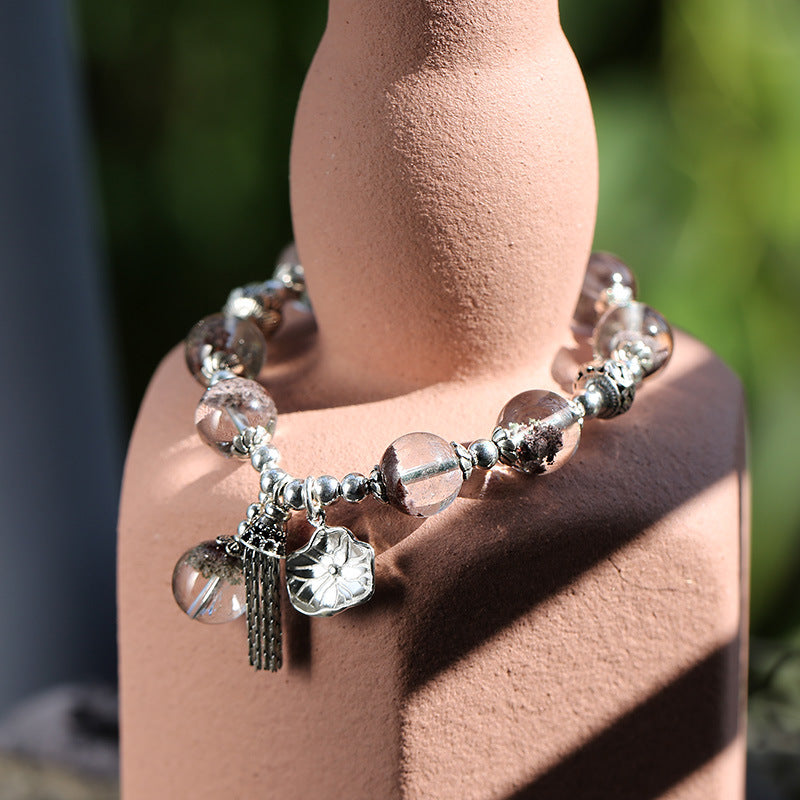 Lumina Aura Green Phantom Quartz & Lotus Leaf Bracelet （Guardian of the Soul • Harmony of Nature • Beacon of Abundanc）