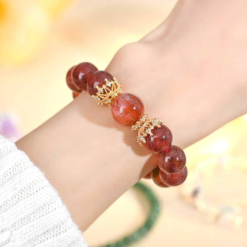 Lumina Aura Strawberry Quartz & Red Jasper Crystal Bracelet - Harmonize Love & Balance