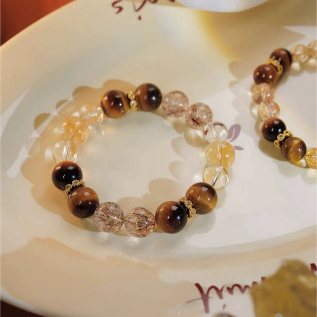 Lumina Aura Harness the Power of Earth's Treasures: Trio Crystal Bracelet for Balance & Prosperity