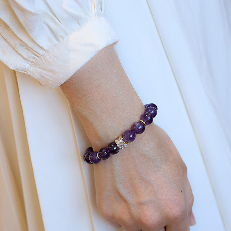 Lumina Aura Amethyst & Square Diamond Spiritual Energy Bracelet - Harmonize Wisdom, Wealth & Cosmic Connection