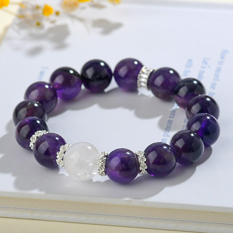 Lumina Aura Amethyst & White Phantom Quartz Healing Bracelet - Harmonize Your Energy with Nature's Wisdom