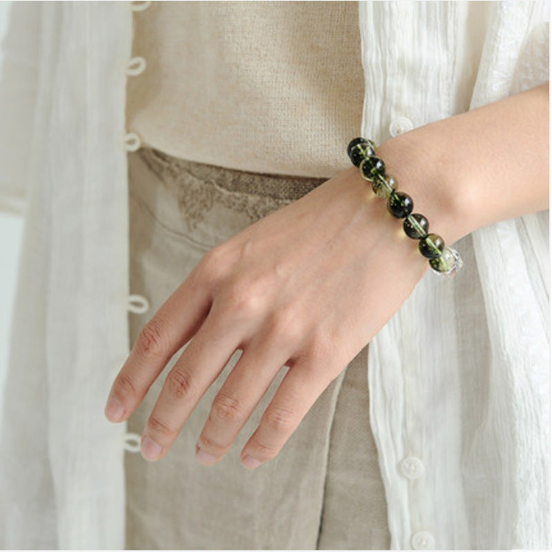 Lumina Aura Harness Nature's Divine Energy with Our Green Phantom & White Crystal Bracelet