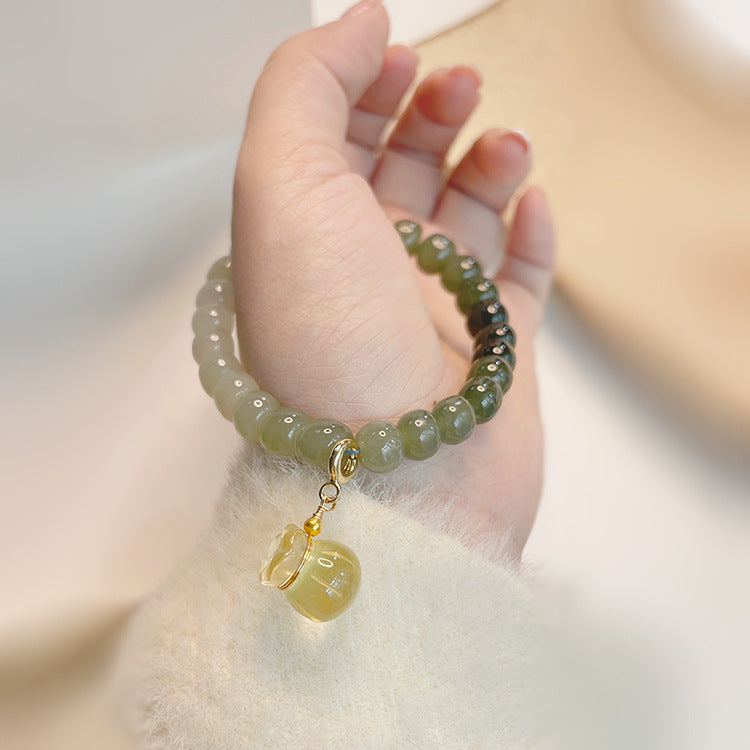 Lumina Aura Harmony & Prosperity: Hetian Jade & Yellow Citrine Money Bag Bracelet