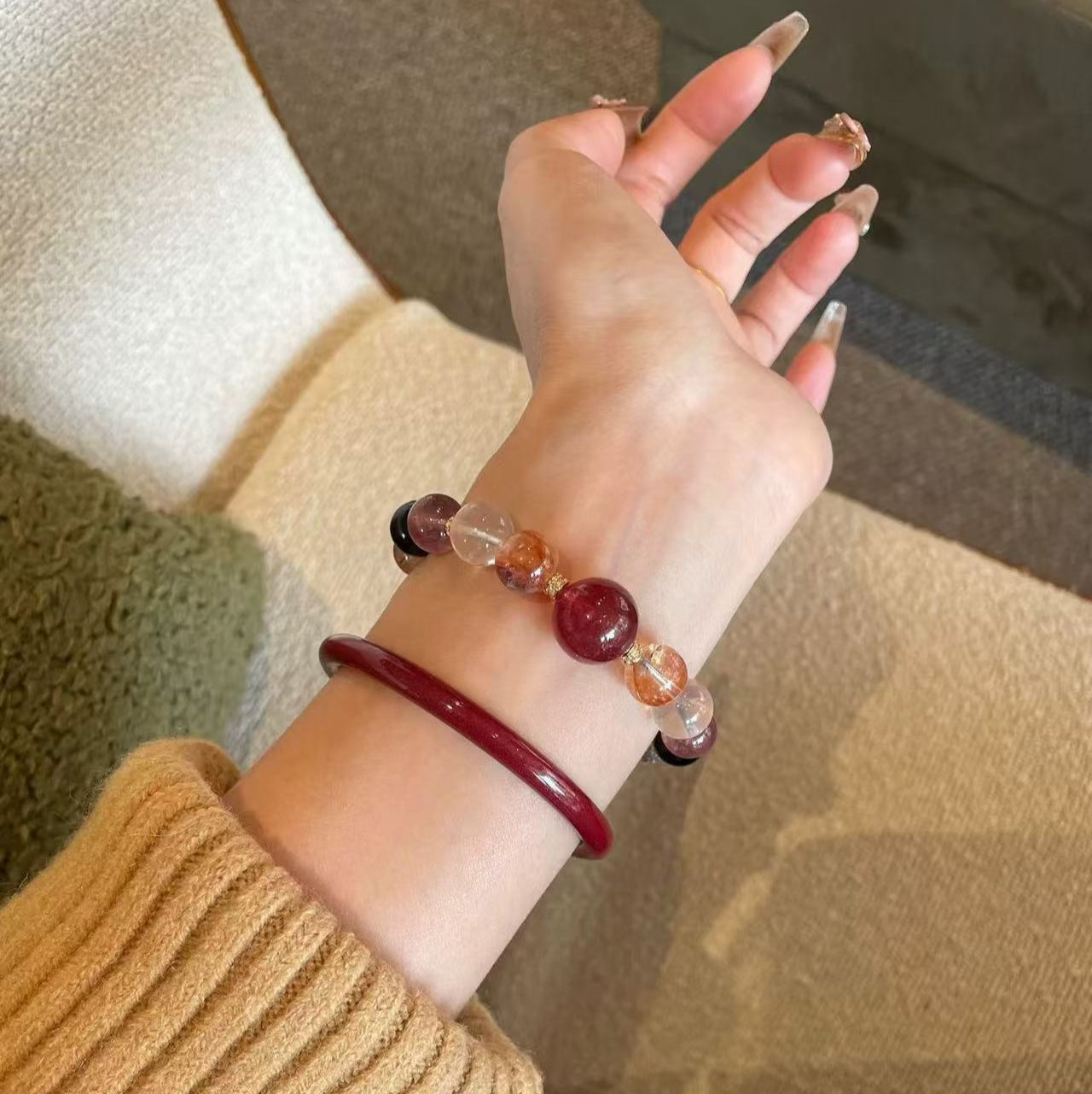 Lumina Aura Harmony of Nature & Cosmos: Four-Crystal Healing Bracelet Balance Energy, Attract Blessings, and Embrace Protection
