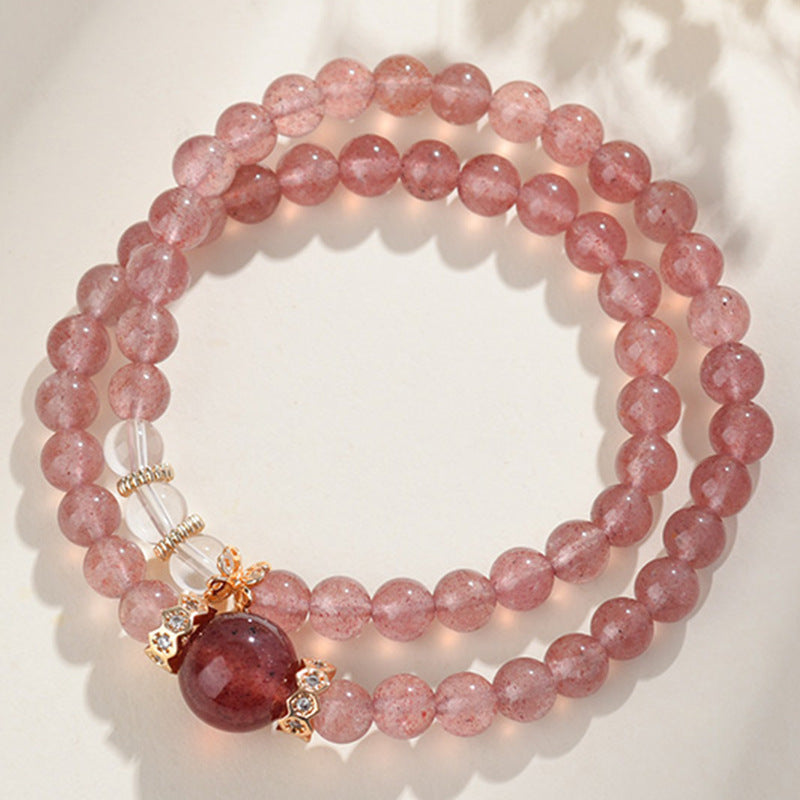 Lumina Aura Double the Energy, Double the Radiance: Strawberry Quartz & White Crystal Bracelet