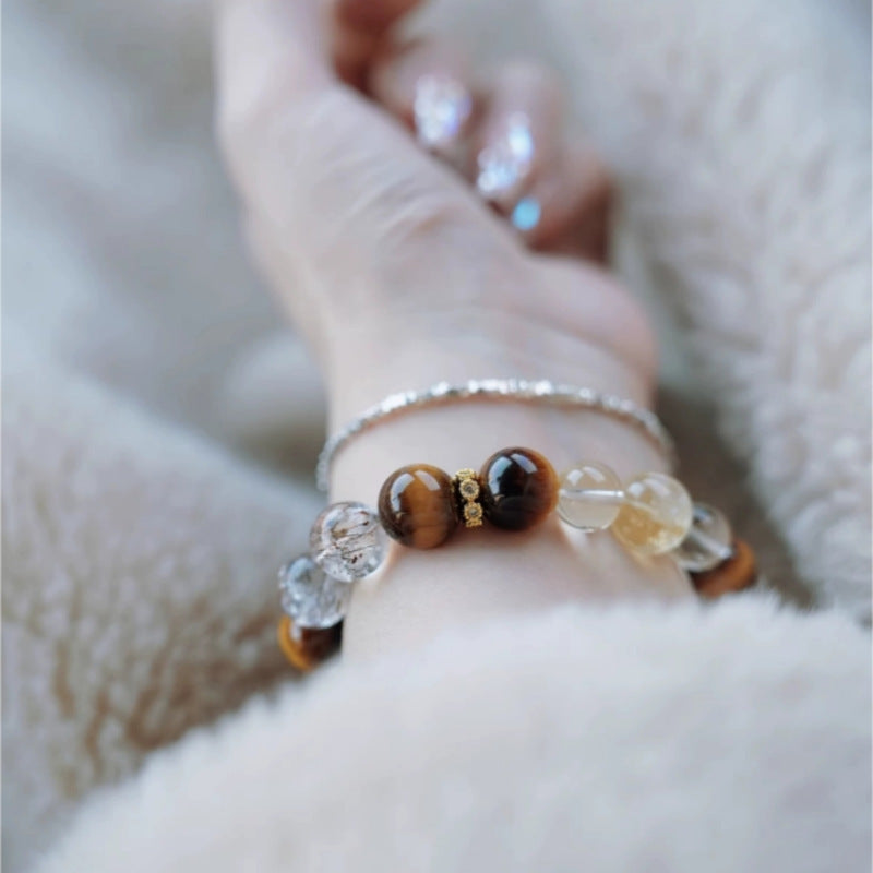Lumina Aura Harness the Power of Earth's Treasures: Trio Crystal Bracelet for Balance & Prosperity