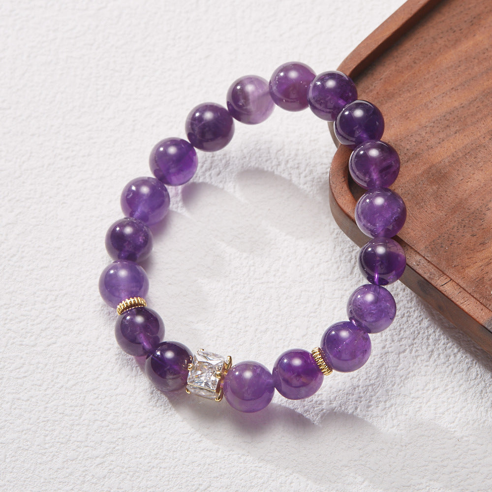 Lumina Aura Amethyst & Square Diamond Spiritual Energy Bracelet - Harmonize Wisdom, Wealth & Cosmic Connection