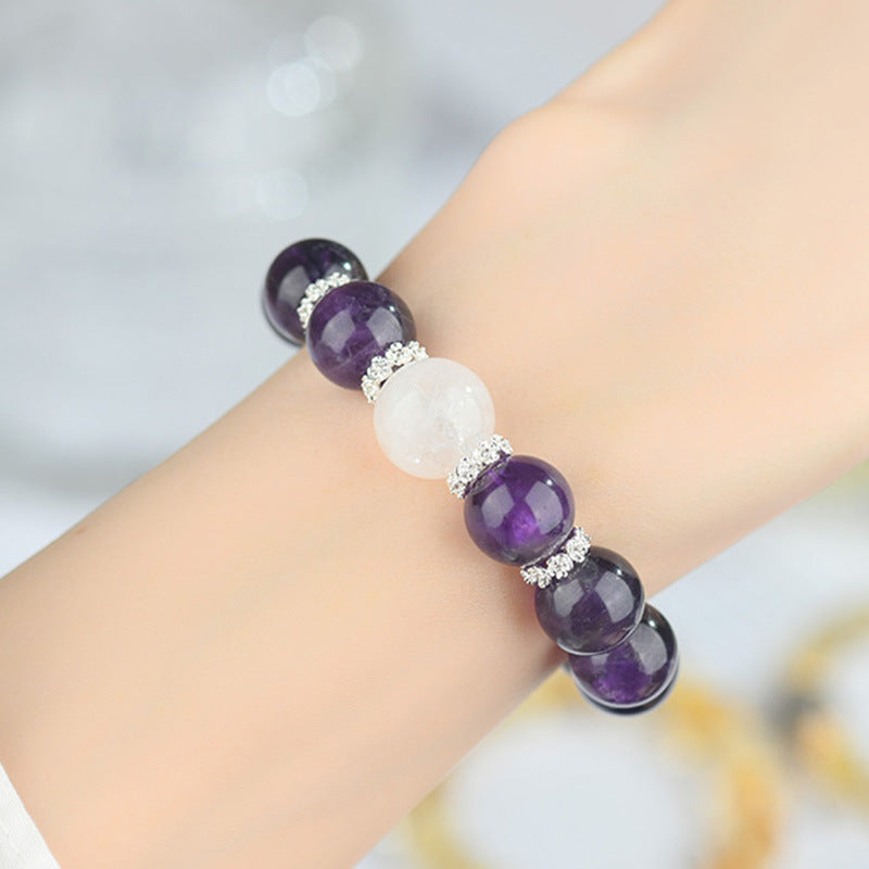 Lumina Aura Amethyst & White Phantom Quartz Healing Bracelet - Harmonize Your Energy with Nature's Wisdom