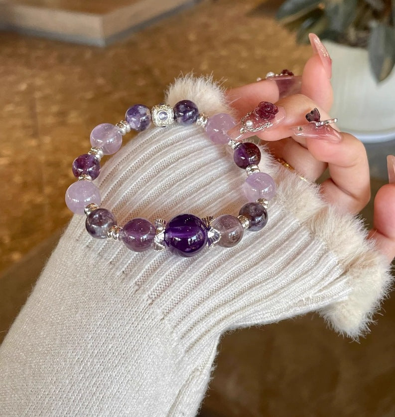 Lumina Aura Triple Purple Crystal Energy Bracelet Harness Wisdom, Wealth, Serenity & Protection
