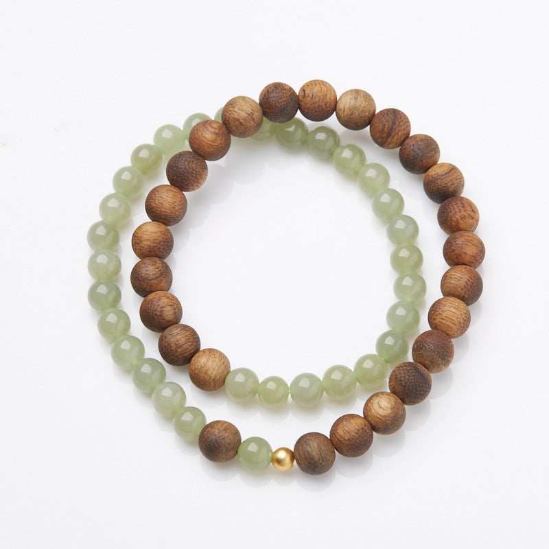Lumina Aura Agarwood & Hetian Jade Spiritual Mala Bracelet - Harmonize Energy with Nature's Elegance