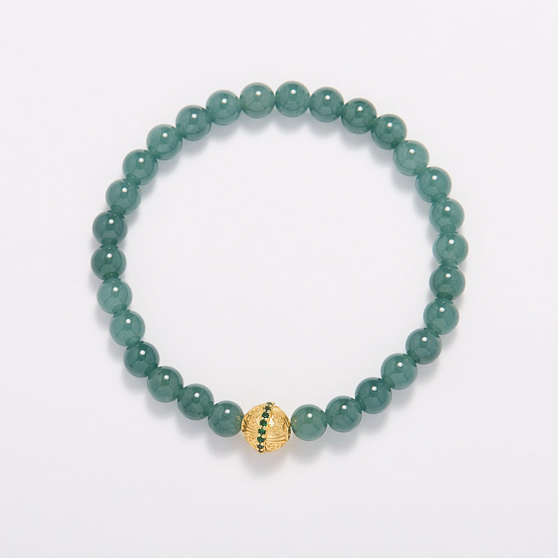 Lumina Aura Elegant Harmony Blue Water Jade & Gold-Plated Lulu Tong Bracelet