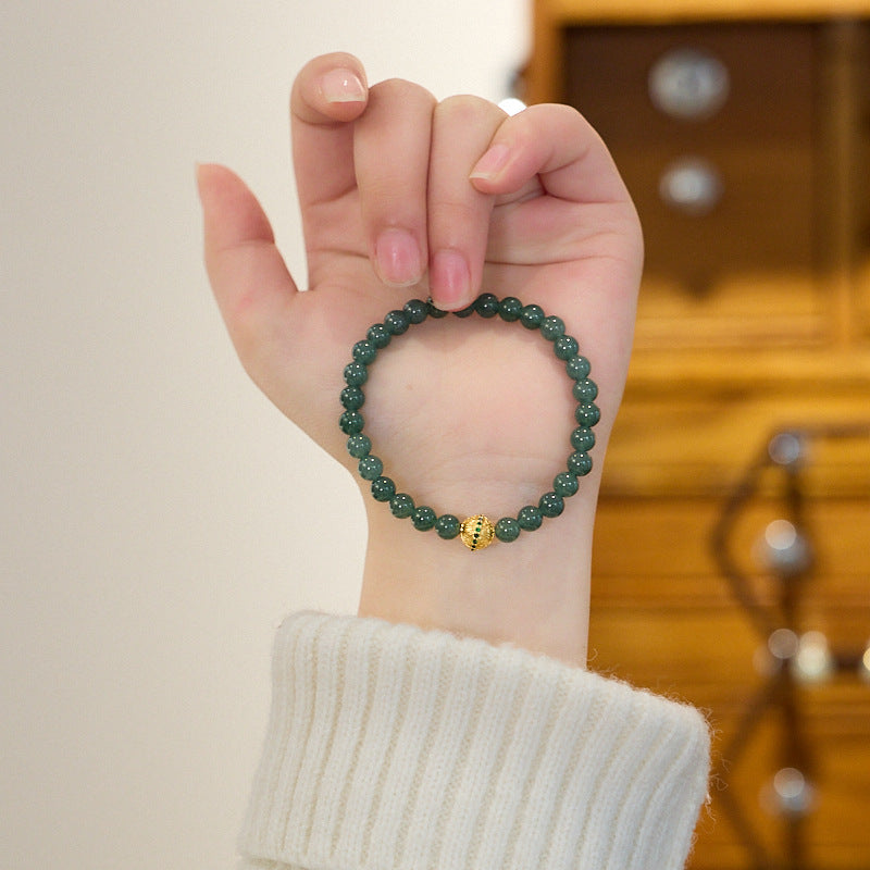 Lumina Aura Elegant Harmony Blue Water Jade & Gold-Plated Lulu Tong Bracelet