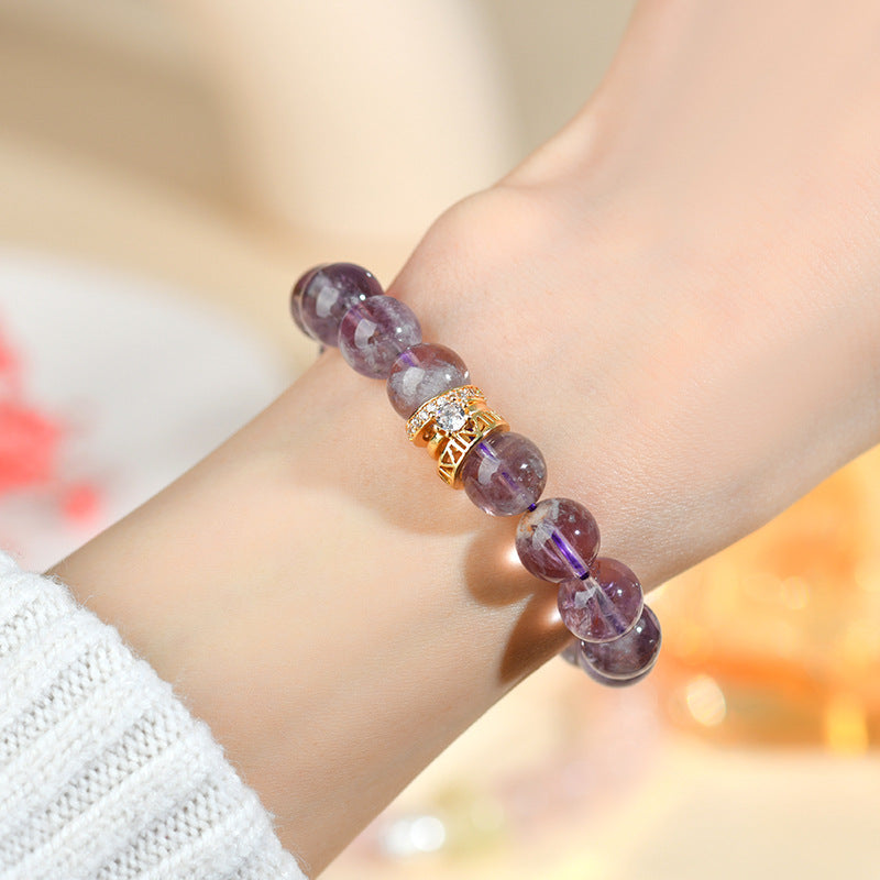 Lumina Aura Red Phantom Quartz & Amethyst Spiritual Bracelet-Embrace Energy, Balance, and Timeless Eleganc
